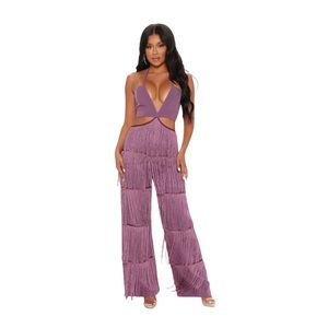 Forever Fringe Jumpsuit- Purple